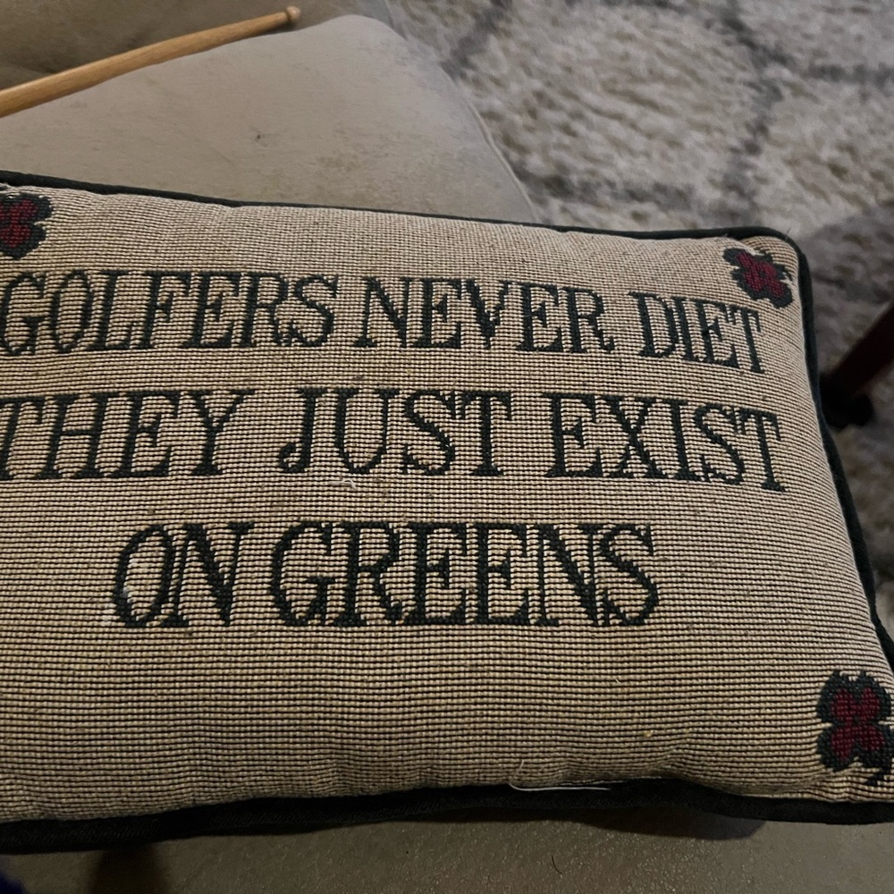 Embroidered Golf Pillow - 'Golfers Never Diet'